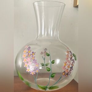 Floral Glass Vase with Pink and Purple Blooms